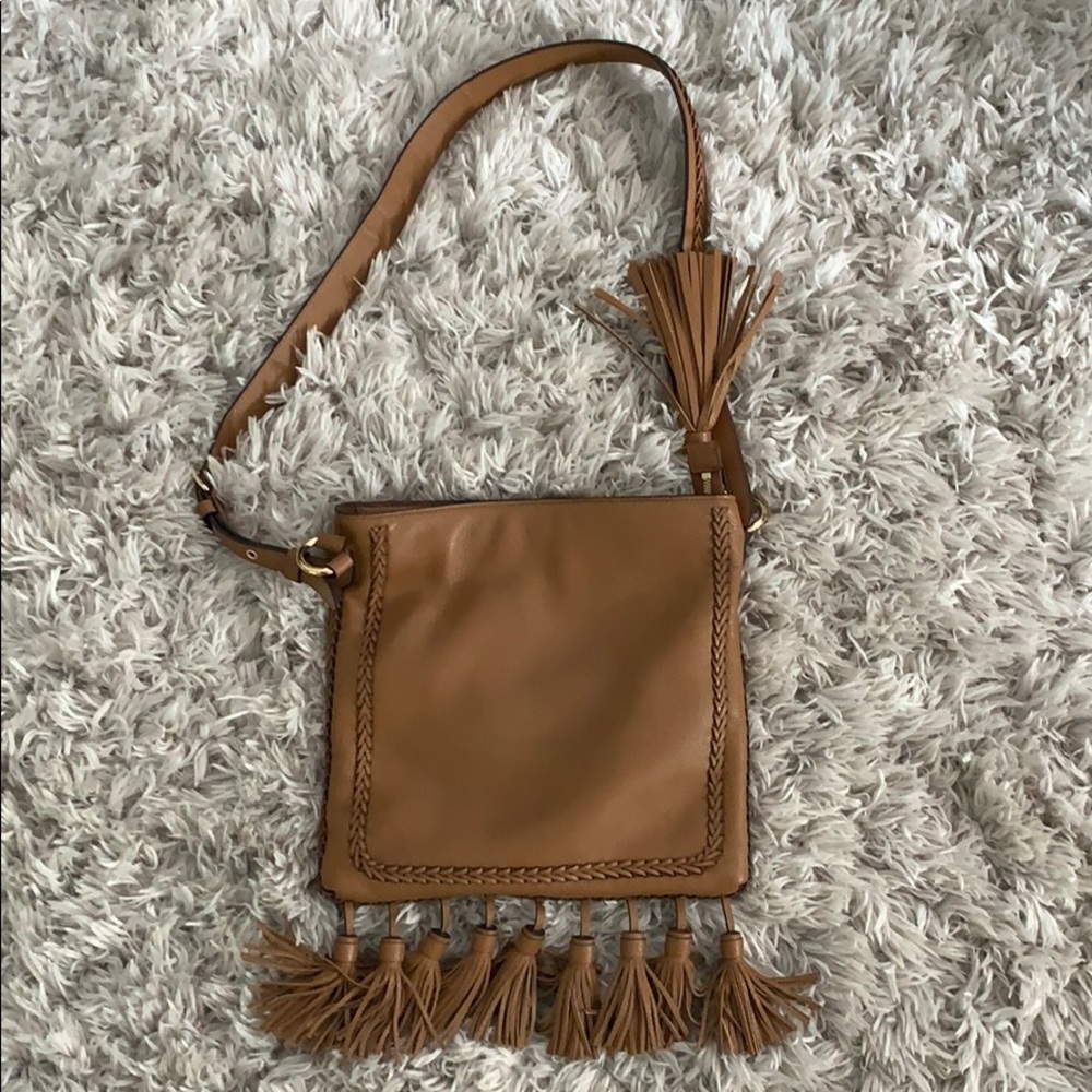 Michael Kors brown leather fringe bag